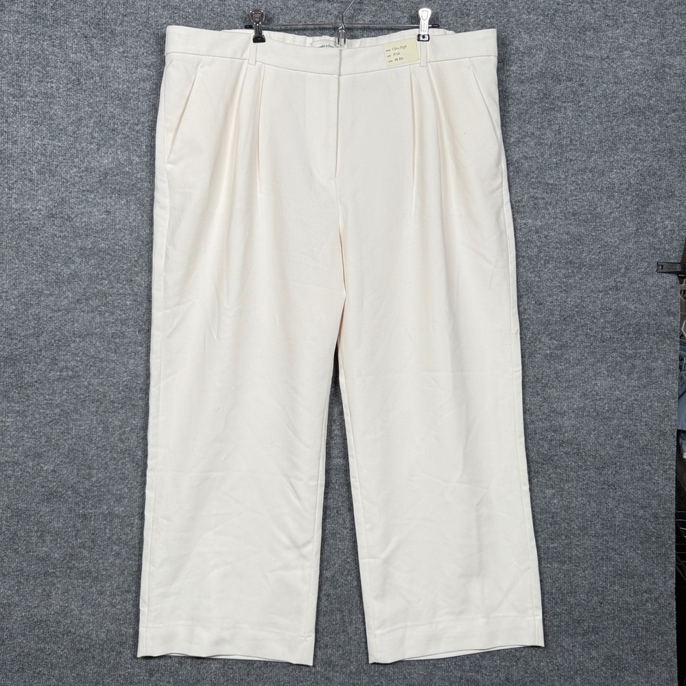 Abercrombie & Fitch 36 22 Pants Cream Ultra High Wide Minimalist Career Office